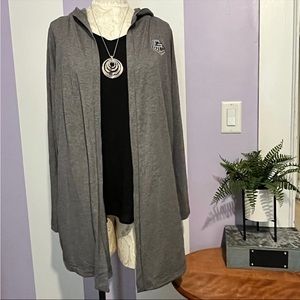 Women’s Sz M Sm/Md Hoodie Grey Open Cardigan Silver Streaks GHS